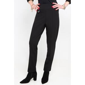 Roxanne Collections Black Silky Knit Pull On Pants Straight Leg Side Vent